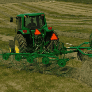 Tractor with WR10 wheel rakes attached